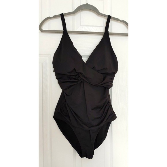 Tommy Bahama Women's Swimsuit Pearl Solid Tummy Control Black 6 New No Tags - Picture 1 of 14